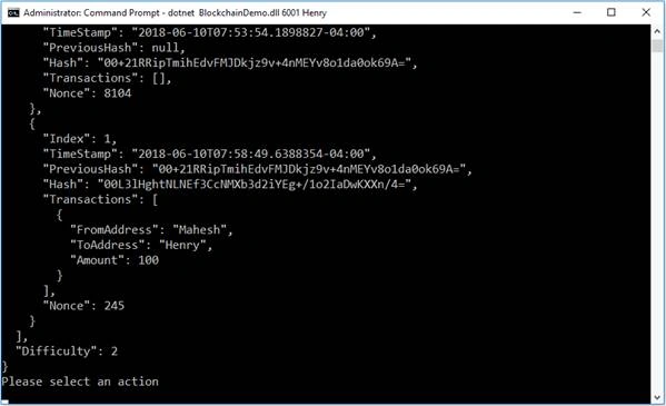 Blockchain in .NET Core
