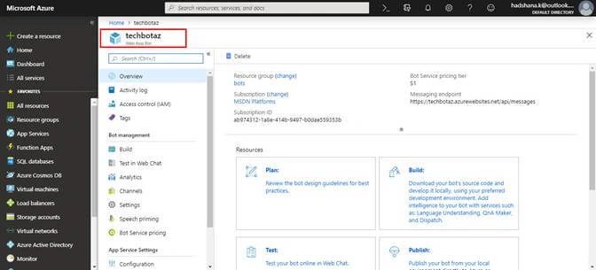 Building A Bot Using Azure Bot Service
