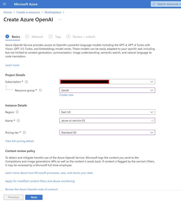 Azure OpenAI resource