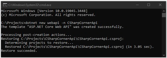 Create dotnet project using CMD