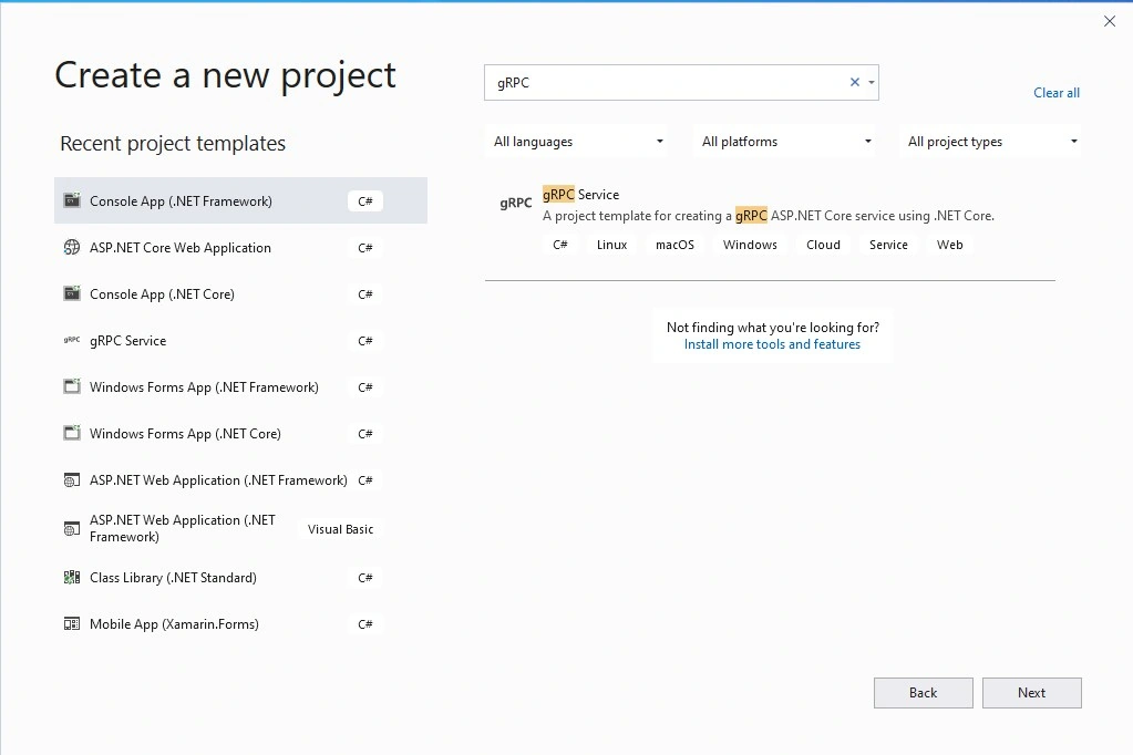 Building gRPC Solutions Using Visual Studio 2019