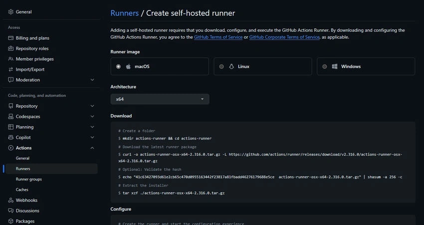 Self-hosted runners