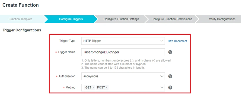 Configure triggers
