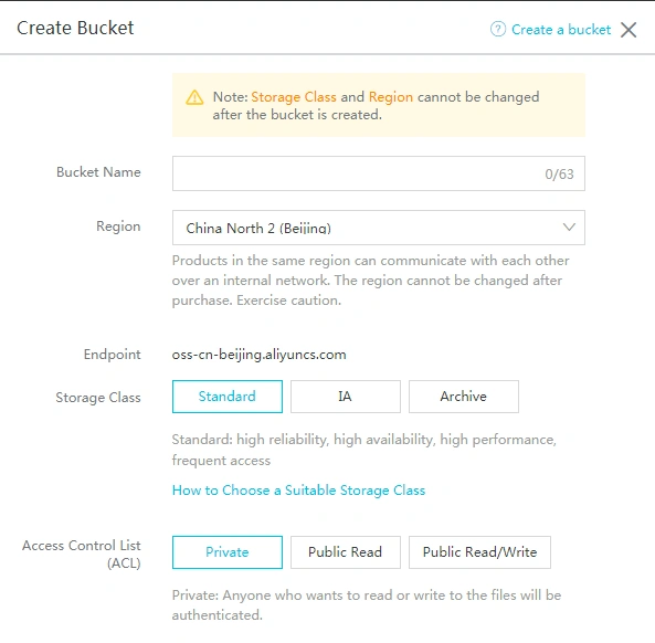 Create Bucket