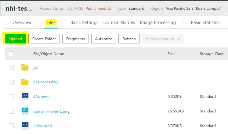 Files upload