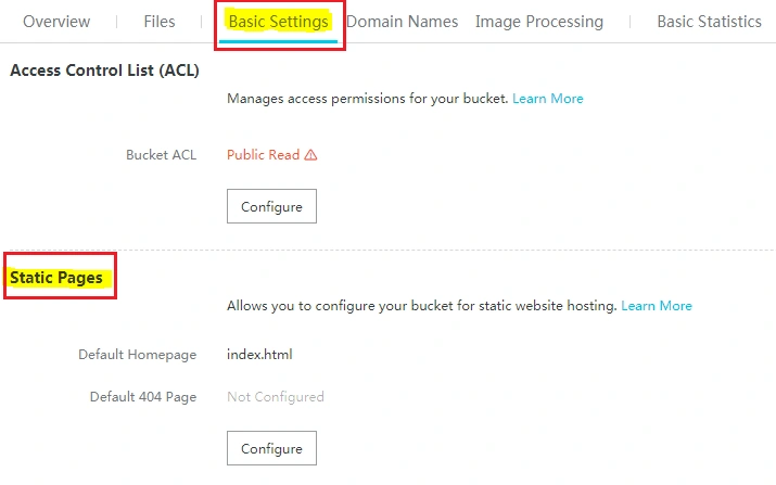 Basic setting- static pages