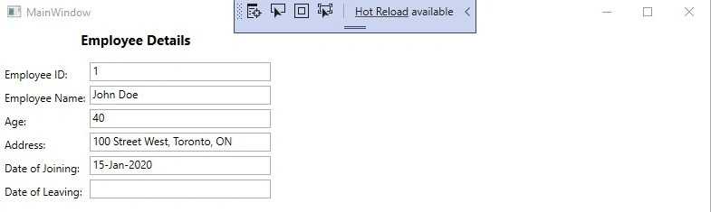 Employee details