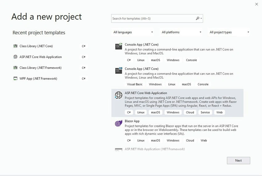 MVC Core application