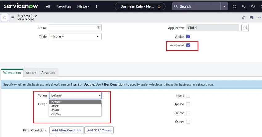 Business Rule configuration