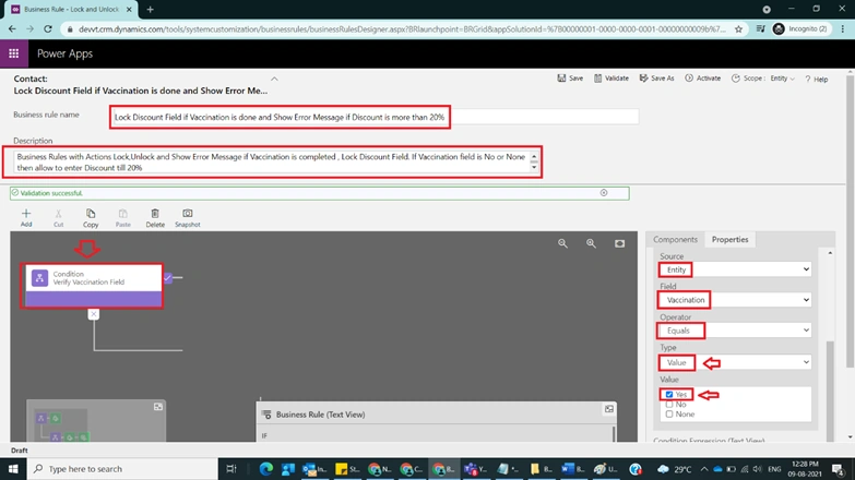 Business Rules with Actions Lock,Unlock and Show Error Message