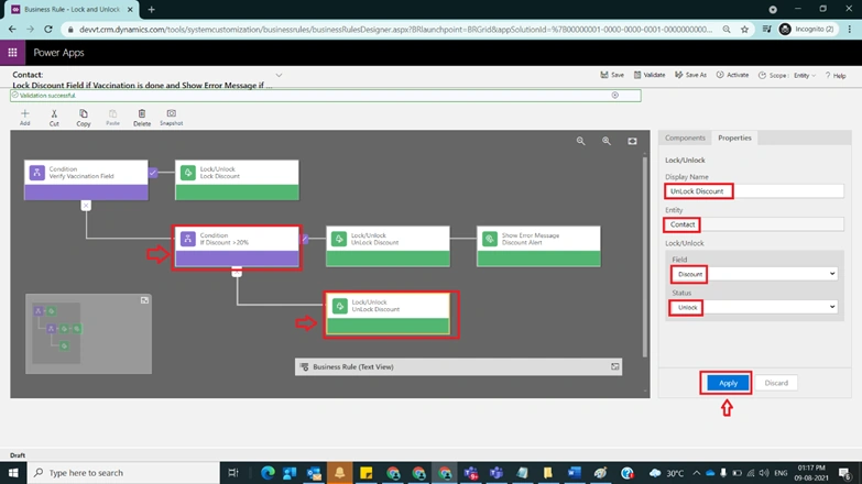 Business Rules with Actions Lock,Unlock and Show Error Message