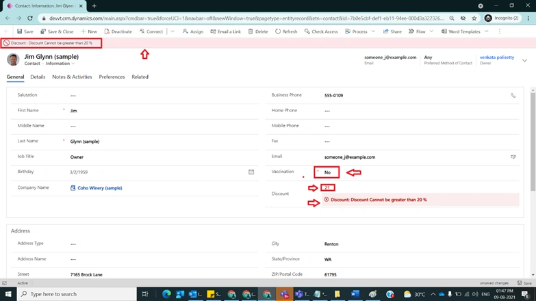 Business Rules with Actions Lock,Unlock and Show Error Message