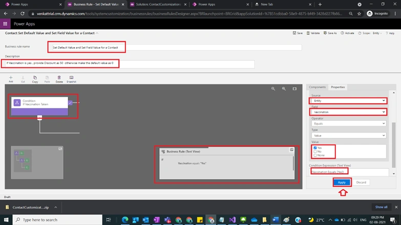 Business Rules With Actions Set Default Value And Set Field Value In Model Driven Power Apps