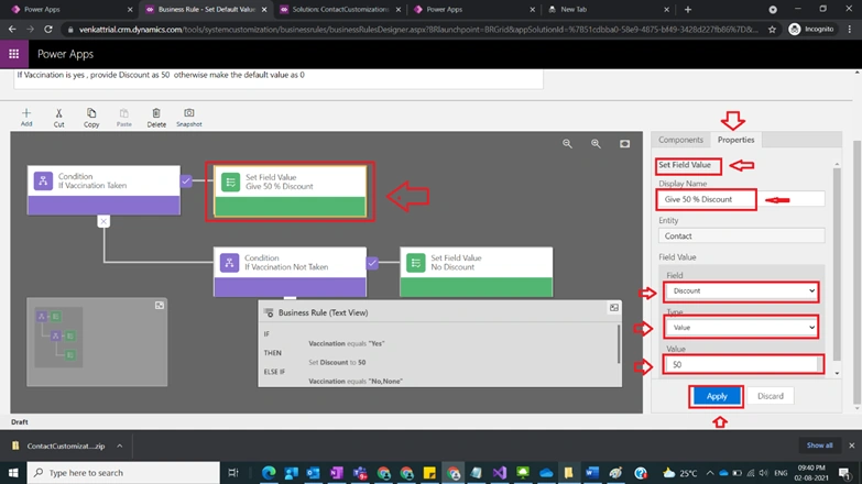 Business Rules With Actions Set Default Value And Set Field Value In Model Driven Power Apps