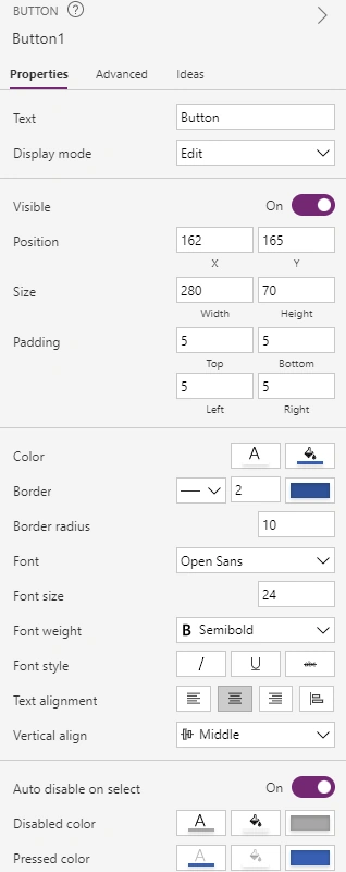 Buttons in PowerApps