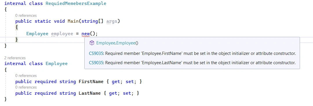C#11 Features - Required Members