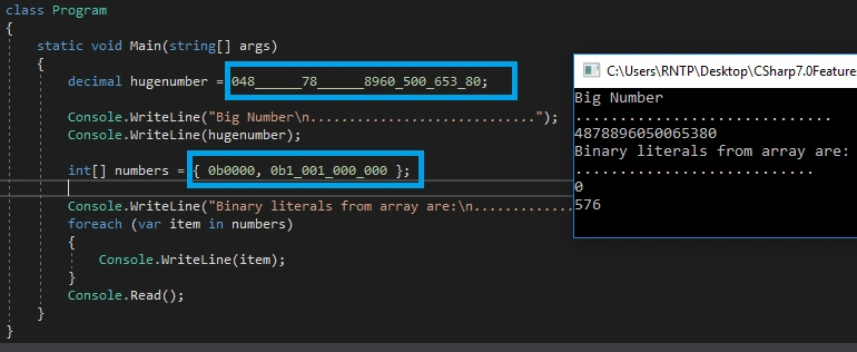 Binary literals
