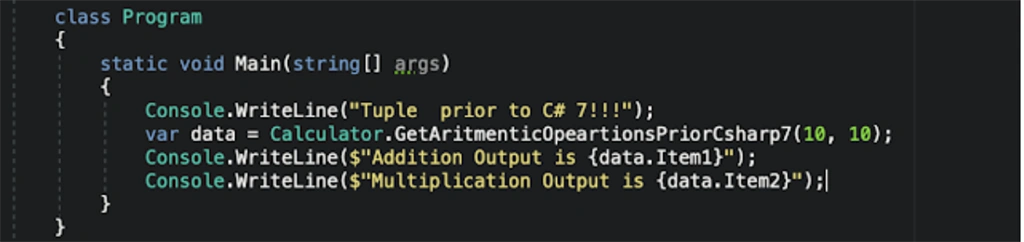 C# 7 Tuple Improvement