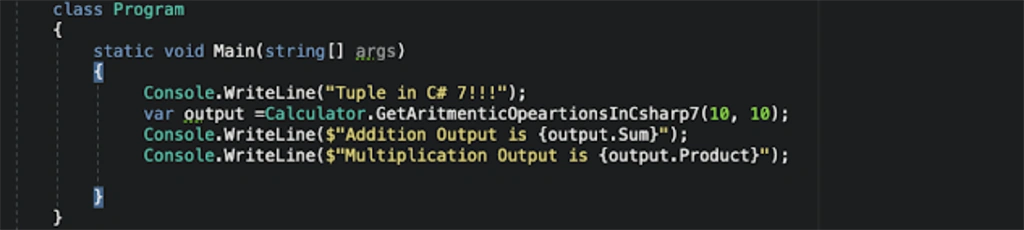 C# 7 Tuple Improvement