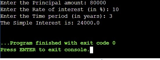 Calculate simple interest in Java