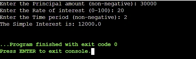 Calculate simple interest in Java