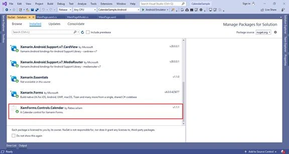 CalendarView In Xamarin.Forms