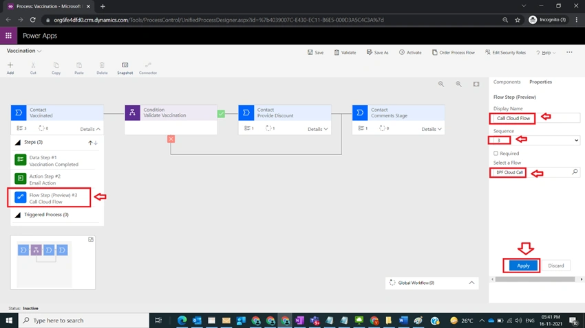 Call Power Automate Flow from BPF in Dynamics CRM