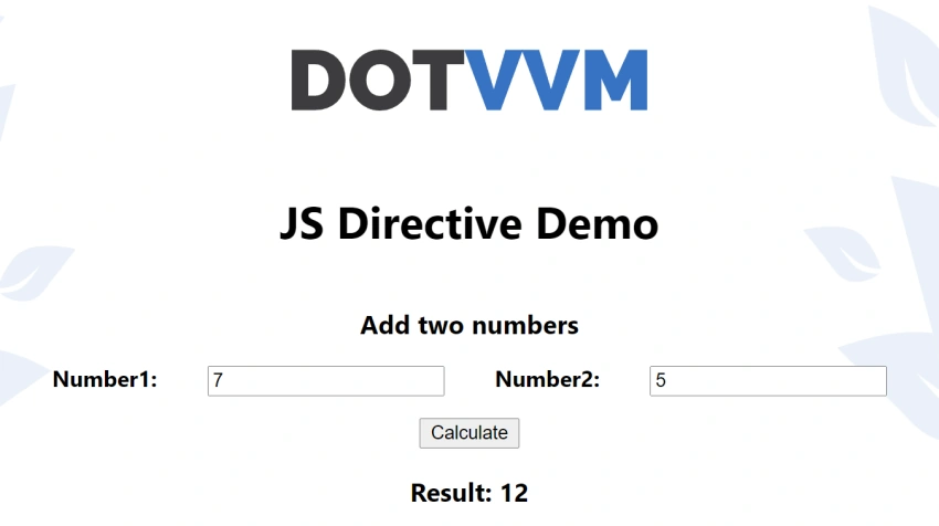 Calling JavaScript functions from DotVVM with JS Directive