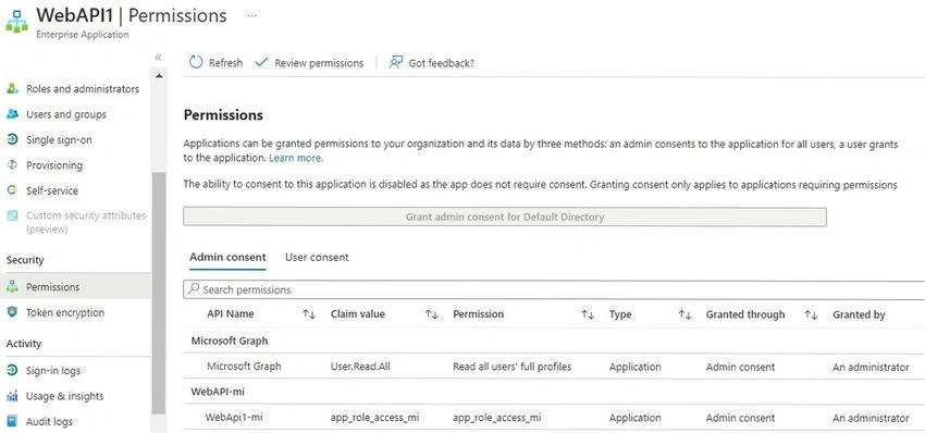 Calling Web API to Web API without User Interaction by using Azure Managed Identity
