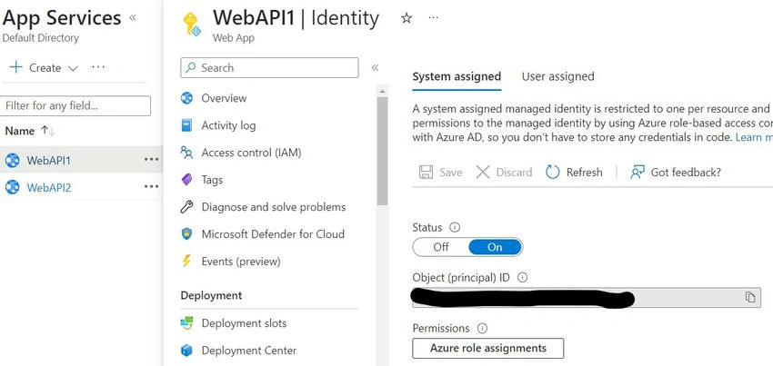 Calling Web API to Web API without User Interaction by using Azure Managed Identity