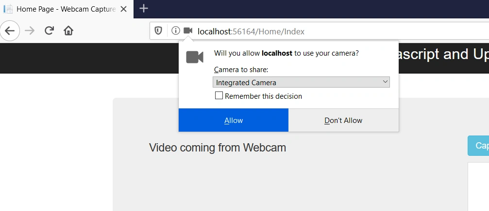 FireFox Webcam permission prompt