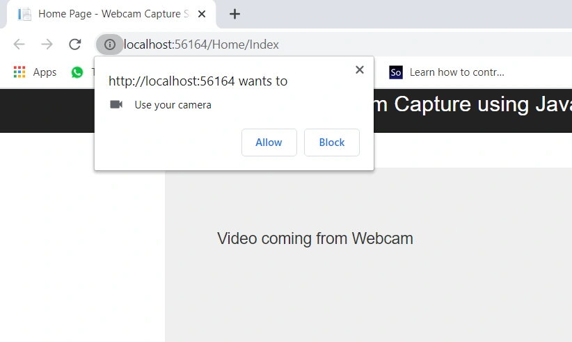 Chrome/Edge Webcam Permission Prompt