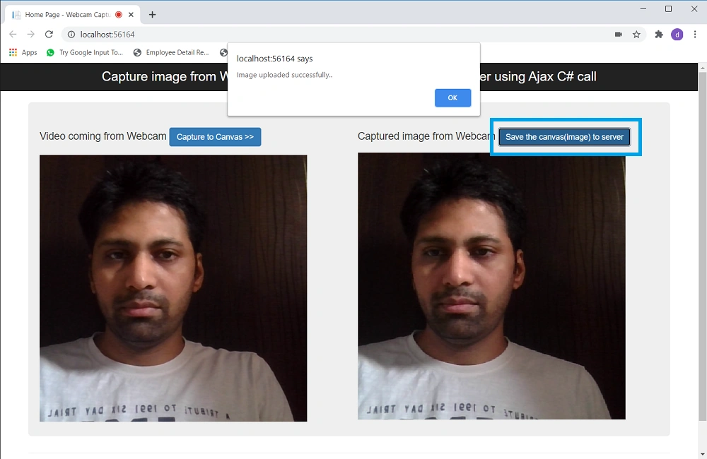 After clicking the save the image to Server