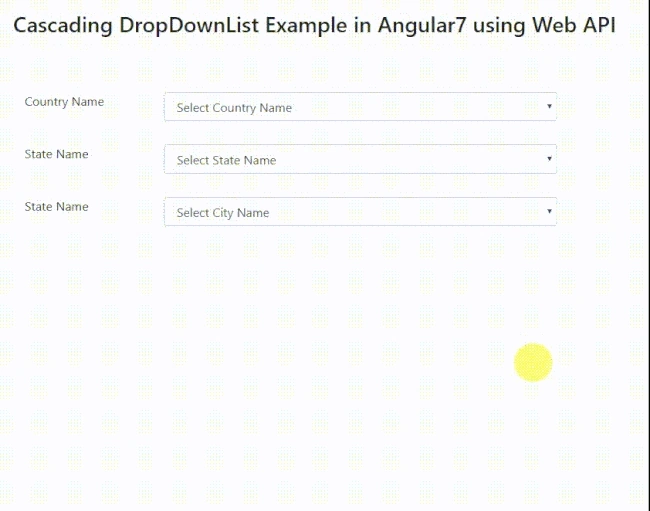 Cascading Dropdown List Using MVC, Web API And Angular 7