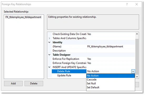 SQL Server Foreign Key Update And Delete (Cascading Referential Integrity)