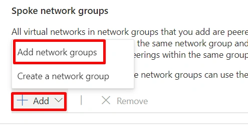 Spoke network groups