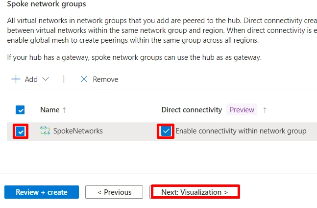 Spoke network groups