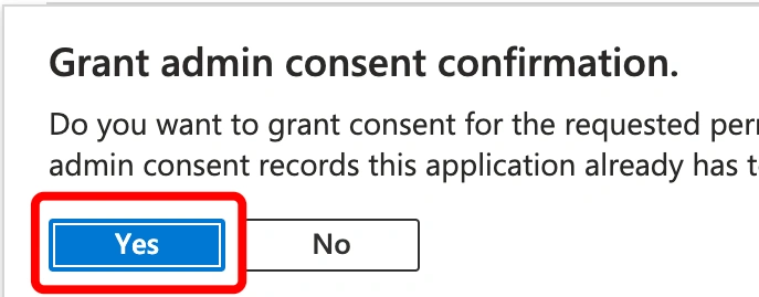 Admin consent confirmation