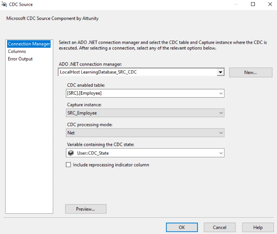 SQL Server CDC Control task