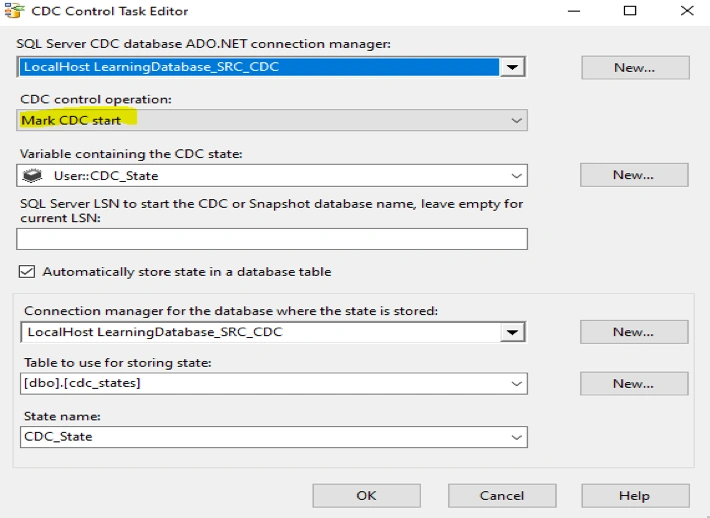 SQL Server CDC Control task