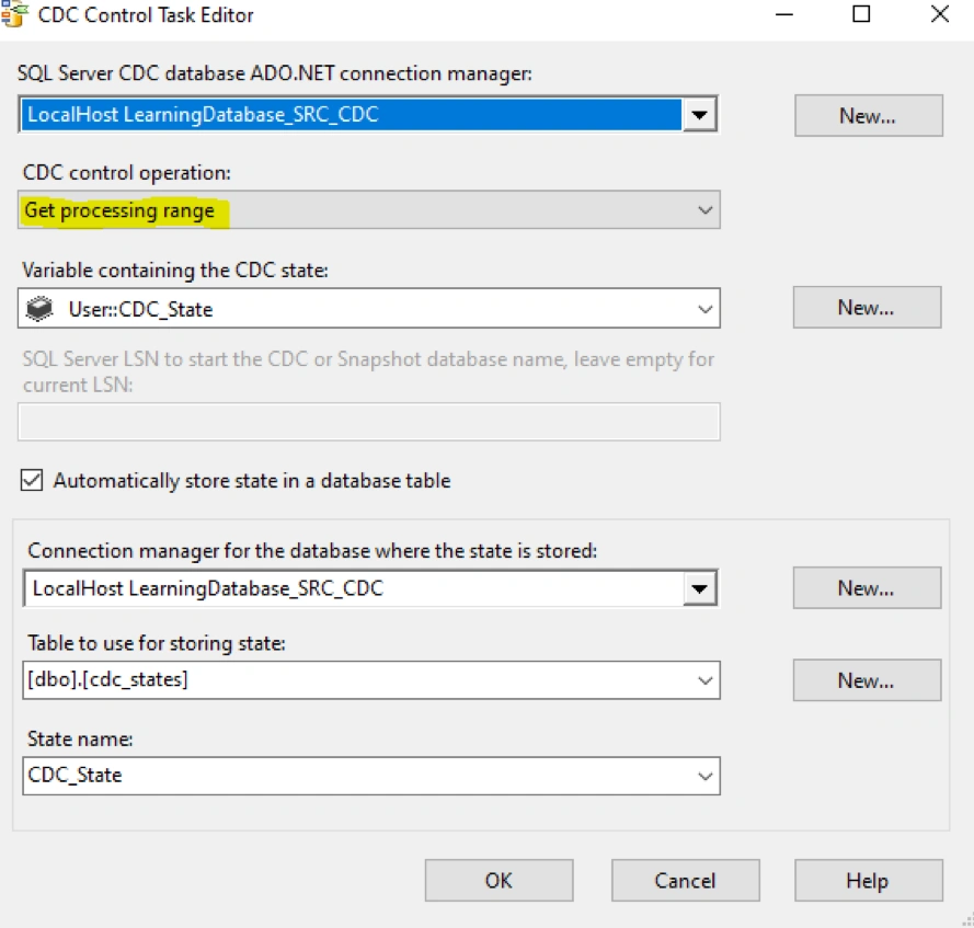 SQL Server CDC Control task