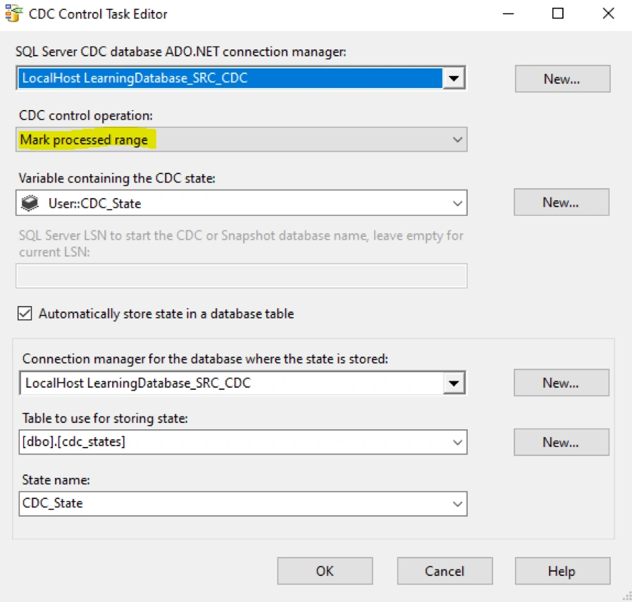 SQL Server CDC Control task