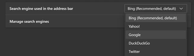 Change Default Search Engine to Google in Edge