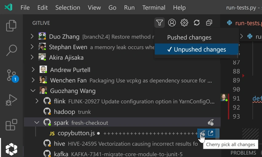 Cherry-Pick Your Teammate's Changes Without Push 'n Pull-ing To Your Repo In VS Code