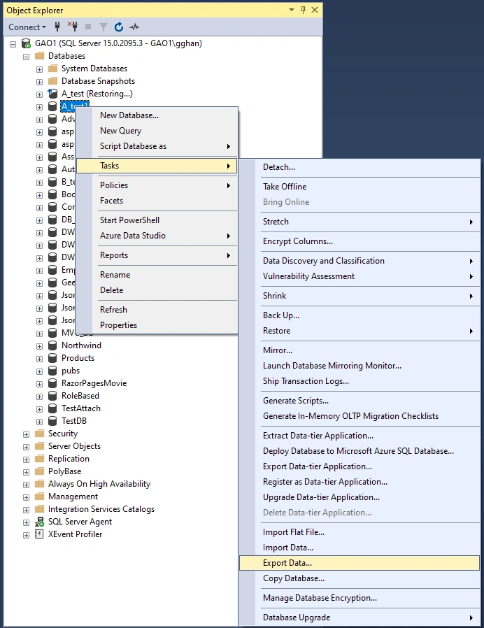 Clone Database from one Instance to another in SQL Server