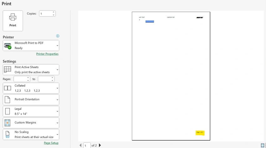 ClosedXML Excel Printing settings