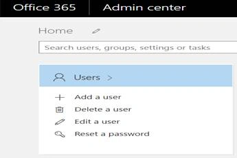 Managing users from Office 365 Admin Center