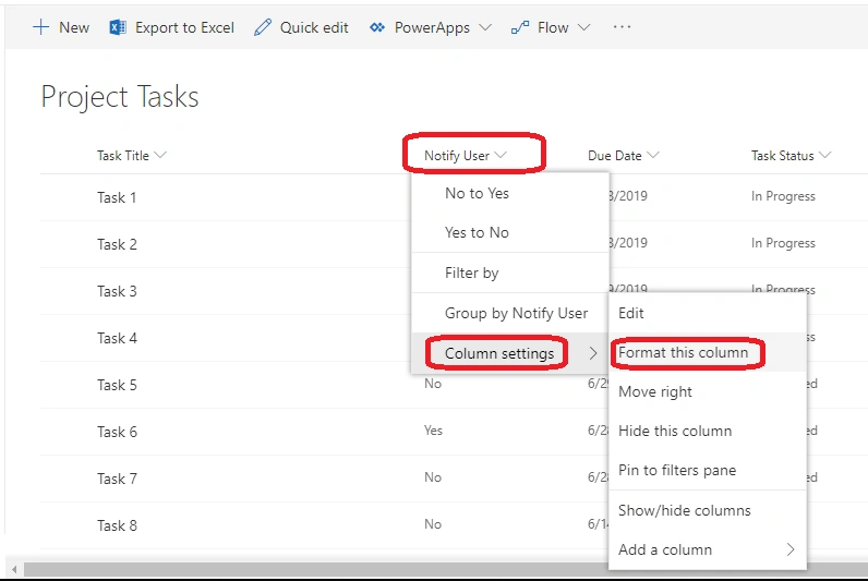 Column Formatting In SharePoint Online - No Coding