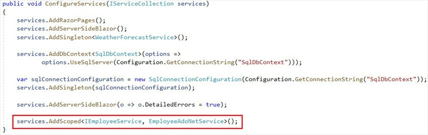 ADO.NET service