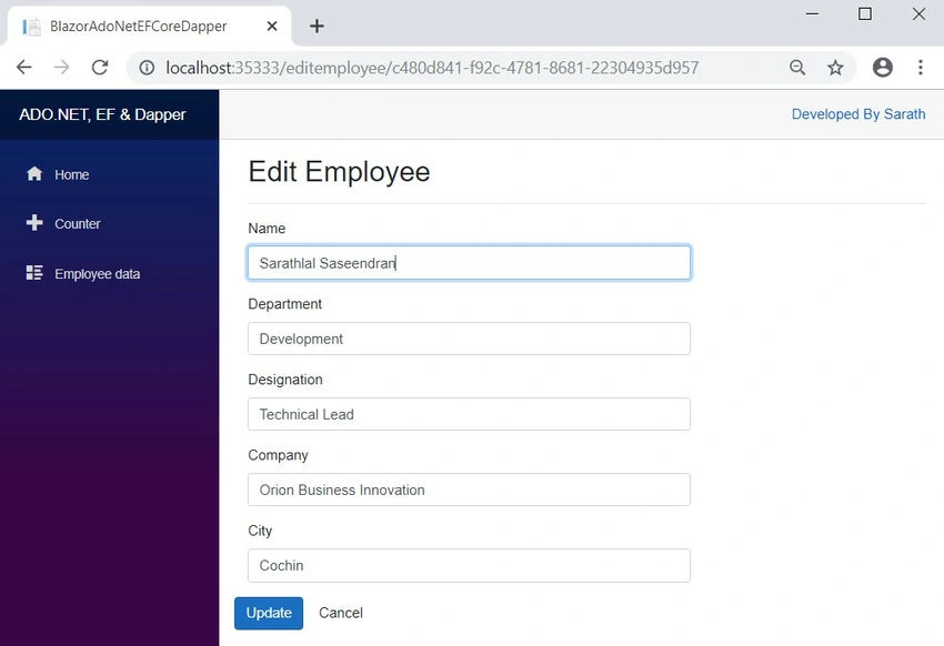 Employee list page
